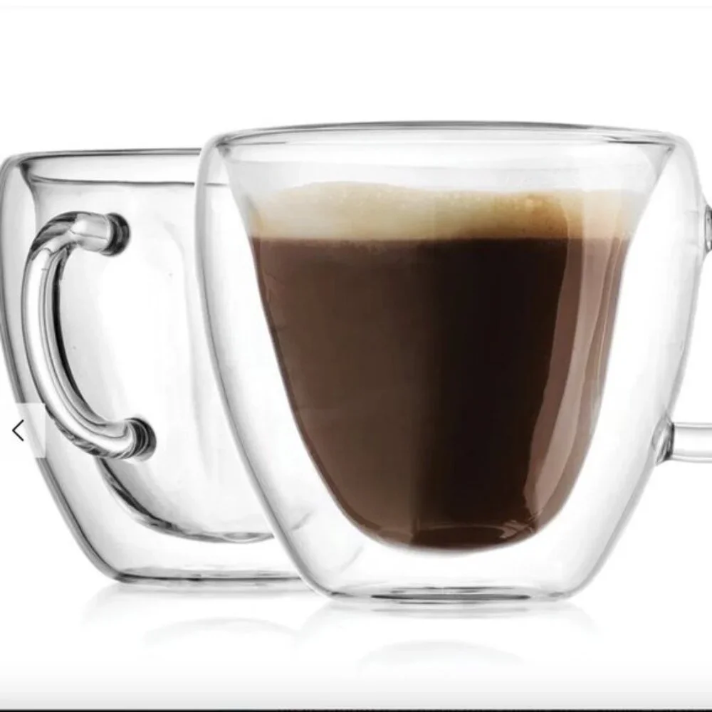 Godinger Double Walled Heart Shape on Bottom Coffee Mug, Set of 2
